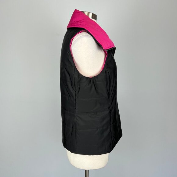 Etcetera Womens Reversible Quilted Puffer Vest Pink Black Zip Front size 10 - Picture 6 of 15